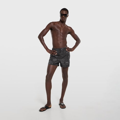 Printed nylon swim shorts