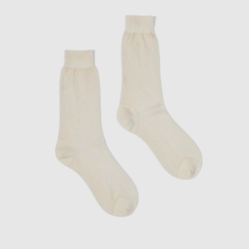 GG knit silk cotton socks