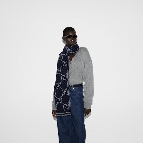Check GG wool scarf