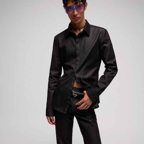 Cotton silk shirt with embroidery