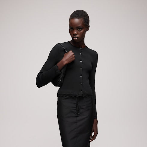 Fine matte viscose rib cardigan