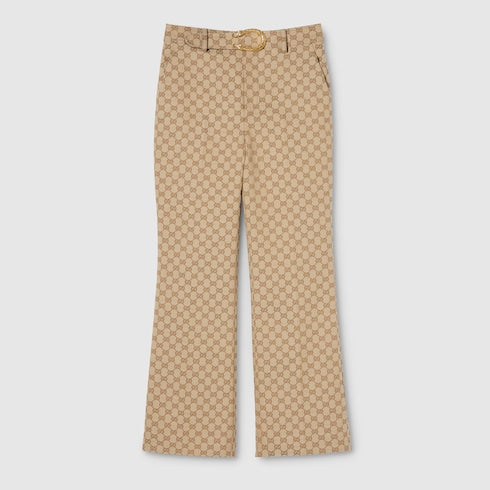GG cotton canvas fabric pants
