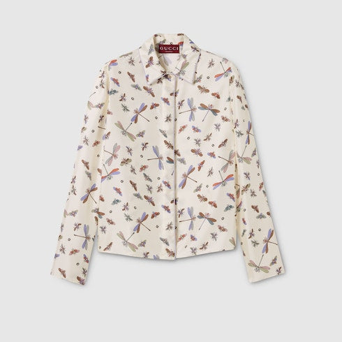 Printed silk twill shirt