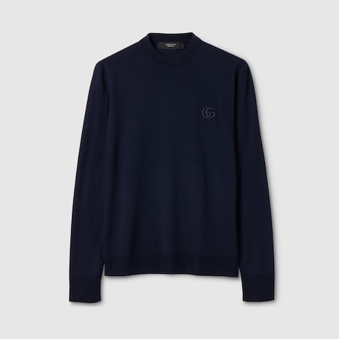Knit wool sweater with embroidery