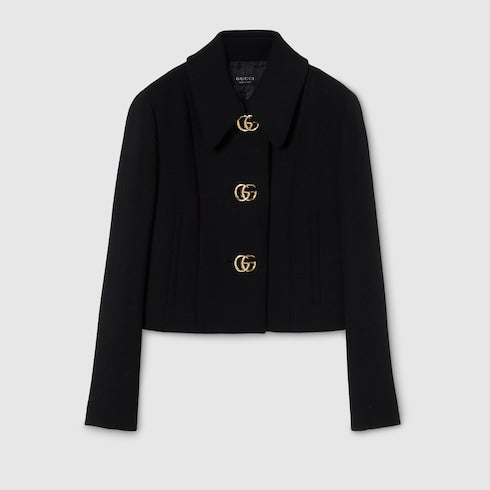 Crêpe wool jacket with Double G button
