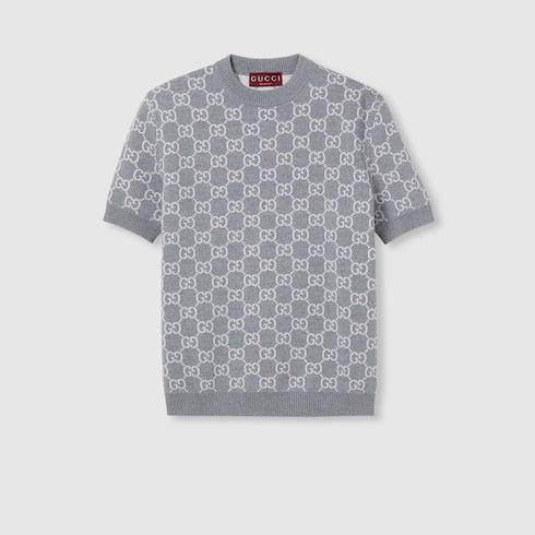 Reversible GG fine wool jacquard top
