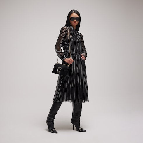 Pinstripe silk organza chemisier dress