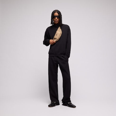 Cotton jersey zip jacket with embroidery