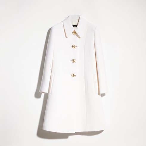 Wool natté coat with Double G button