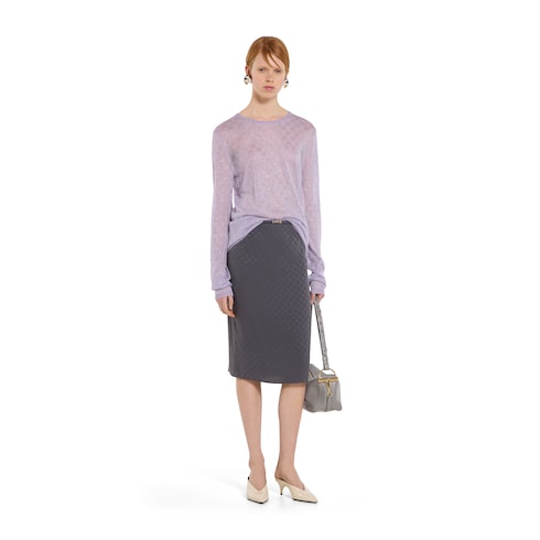 Fine silk T-shirt with GG crystals