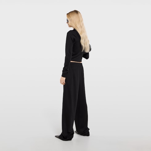 Jersey leisure pants with embroidery