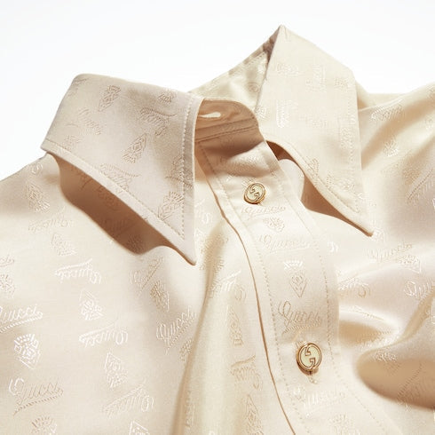 Gucci crest silk habotai jacquard shirt