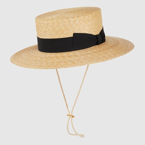 Straw hat with grosgrain detail