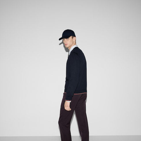 Wool knit cardigan with Web