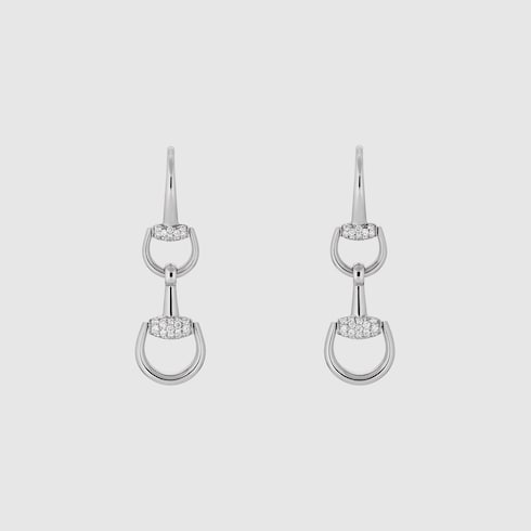 Gucci Horsebit 18K drop diamond earrings