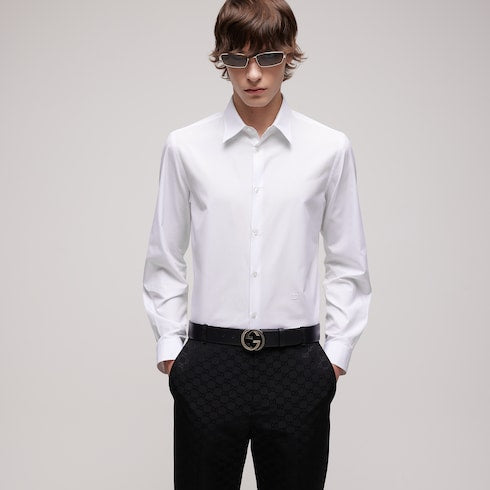 Piece dyed cotton poplin shirt