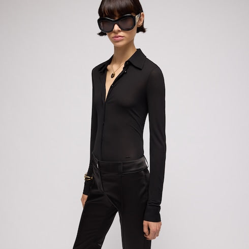Lightweight viscose crêpe jersey shirt