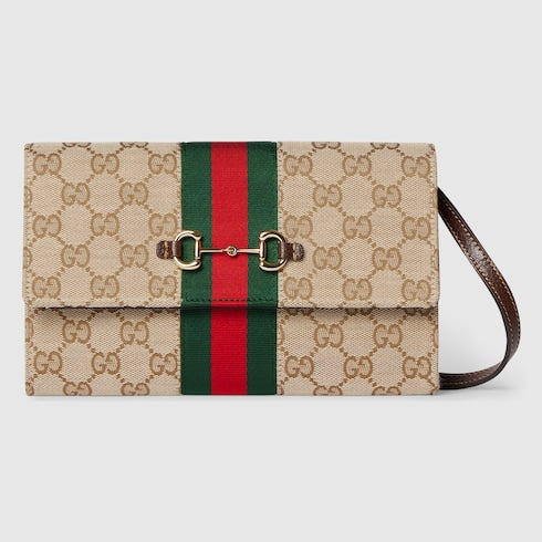 Gucci Horsebit Web wallet with strap