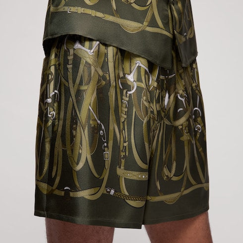 Printed silk twill shorts