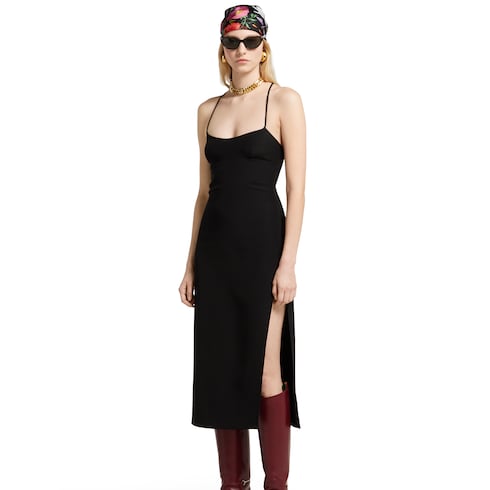 Silk dress with crystal Horsebit
