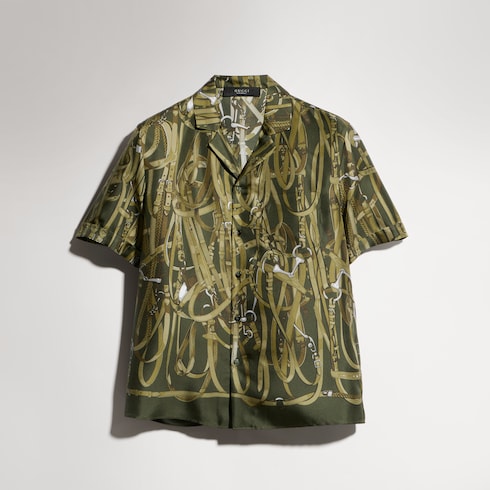 Printed silk bowling shirt