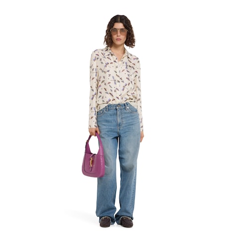 Printed silk twill shirt
