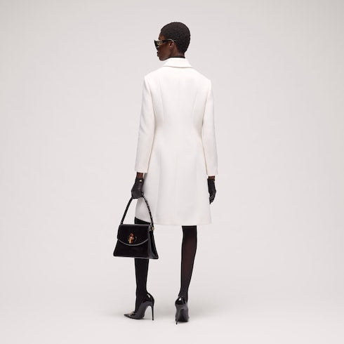Wool natté coat with Double G button
