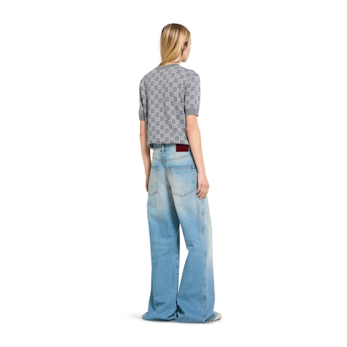 Reversible GG fine wool jacquard top
