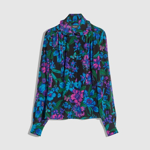 Printed silk crêpe de chine shirt