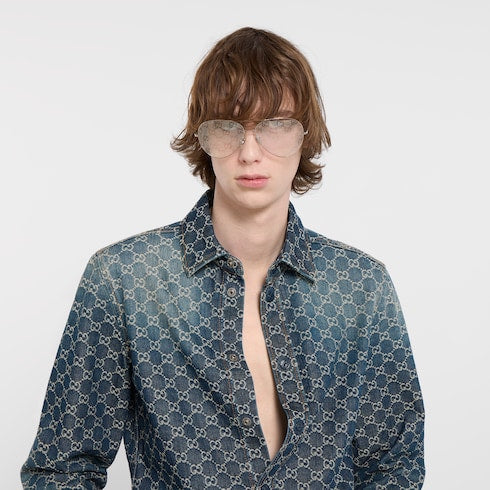 GG cotton denim jacquard shirt