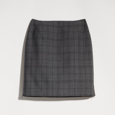Checked fine wool mini skirt