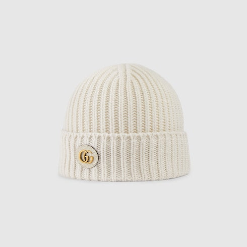 Wool cashmere hat with Double G