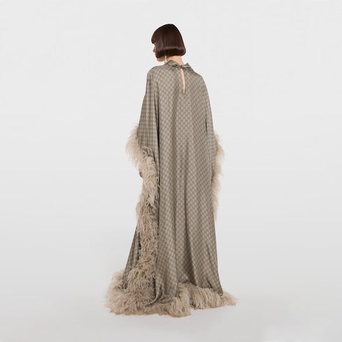 Printed silk twill long dress