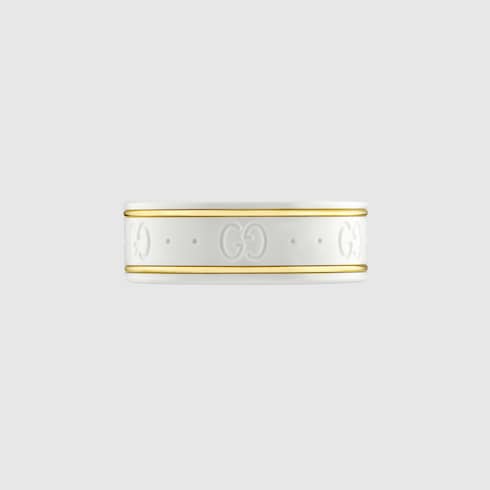18k Yellow Gold And White Icon Ring
