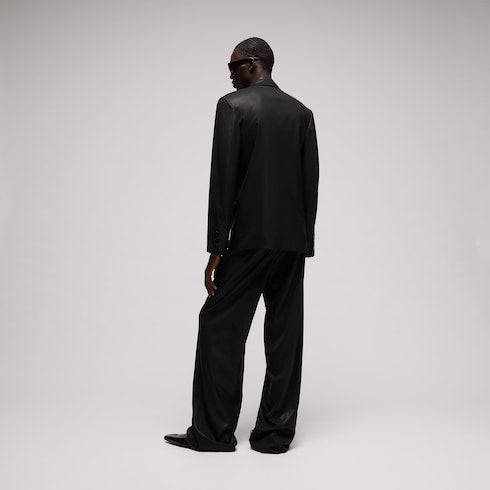 Wool jacket with chintzed finish