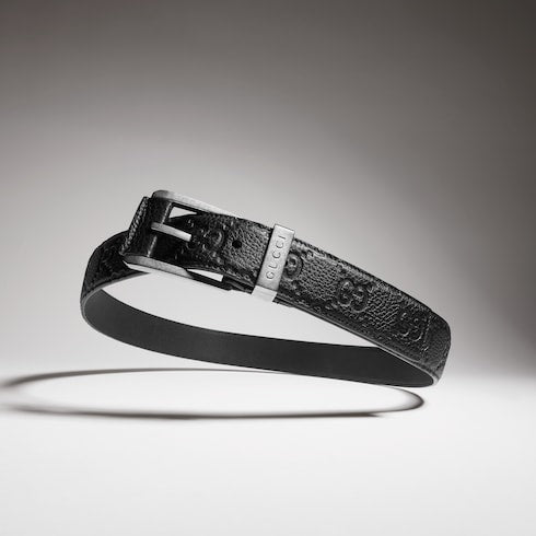 Embossed GG belt with squared buckle