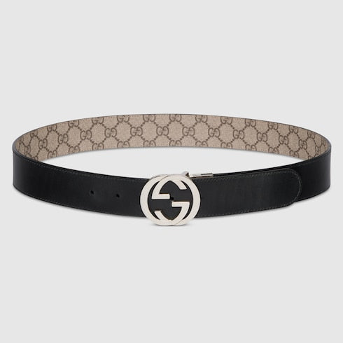 GG Supreme / Black Leather Reversible Belt