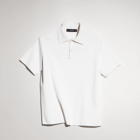 Silk cotton polo shirt with embroidery