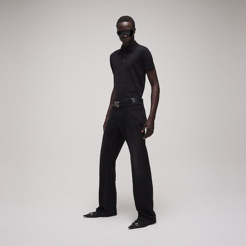 Wool silk Gucci jacquard polo shirt
