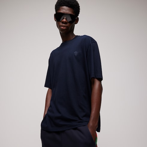Cotton silk jersey T-shirt with embroidery