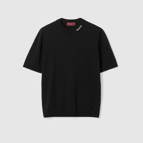 Silk cotton T-shirt with Gucci intarsia