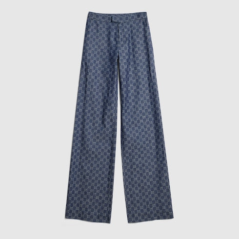 GG cotton denim jacquard pants