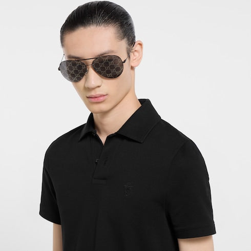 Cotton piquet polo shirt with embroidery