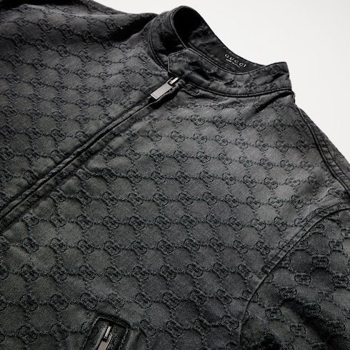 GG cotton denim jacquard zip jacket