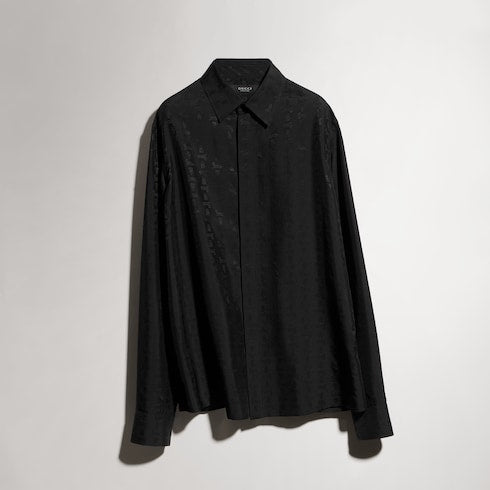 Silk habotai shirt with jacquard detail