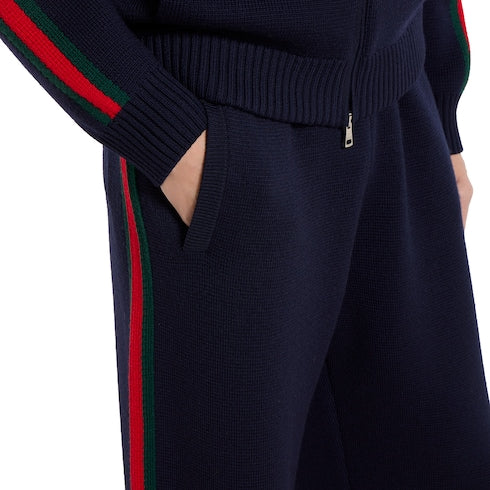 Stitch wool leisure pants with Web