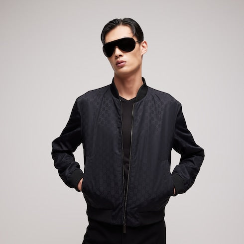 Reversible light silk faille zip jacket