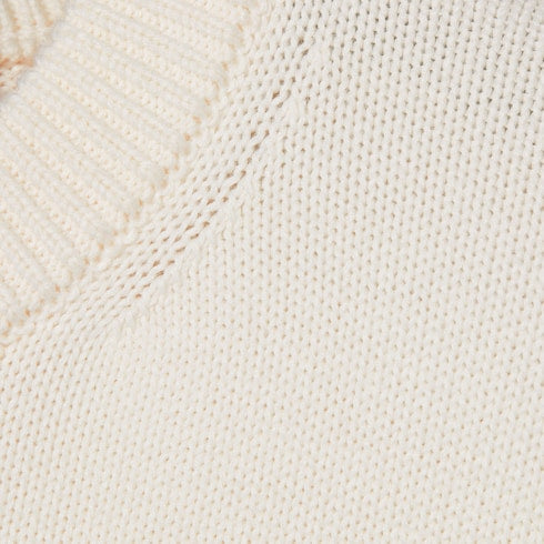 Knit cotton wool sweater with intarsia