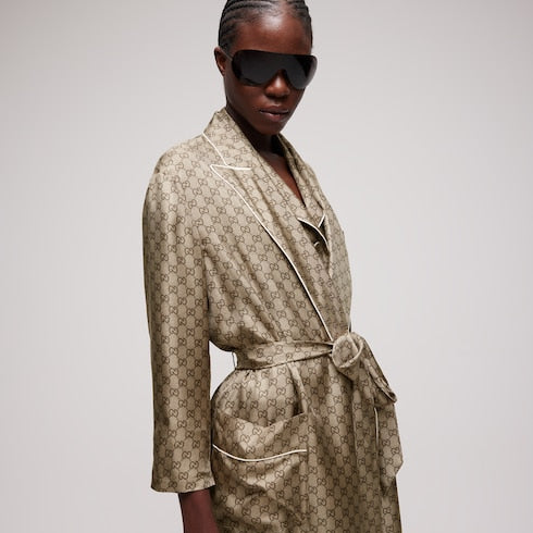 Printed silk twill shirt