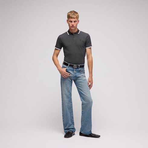 Cotton piquet polo shirt with embroidery